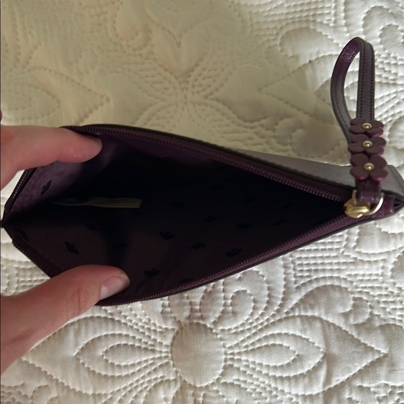 Kate Spade Burgundy / Maroon Wristlet with Floral Strap - Picture 5 of 9